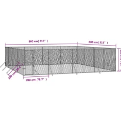 Maison Exclusive Niches, Paniers Et Transports | - Chenil d'extérieur pour chiens argenté 8x8x2 m acier galvanisé