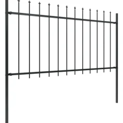 Maison Exclusive - Clôture de jardin avec dessus en forme de lance en acier 1603,5 x 100 cm noir Outlet