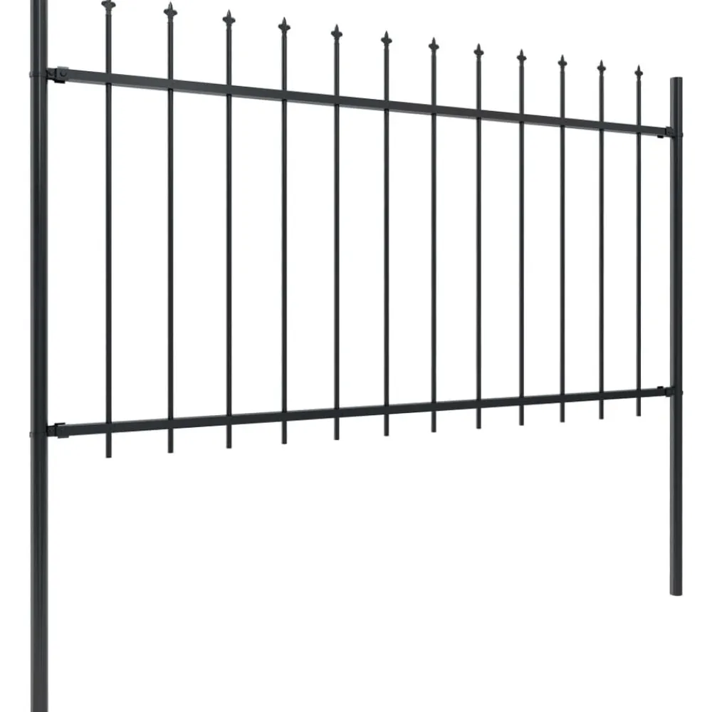 Maison Exclusive - Clôture de jardin avec dessus en forme de lance en acier 1603,5 x 100 cm noir Outlet