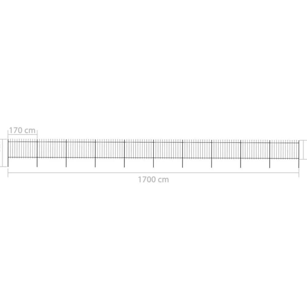 Maison Exclusive - Clôture de jardin avec dessus en forme de lance en acier 1781,5 x 120 cm noir Clearance