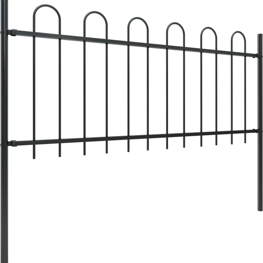 Maison Exclusive Brise-Vues, Bordures Et Dallages | - Clôture de jardin avec dessus en forme de lance en acier 1248 x 80 cm noir