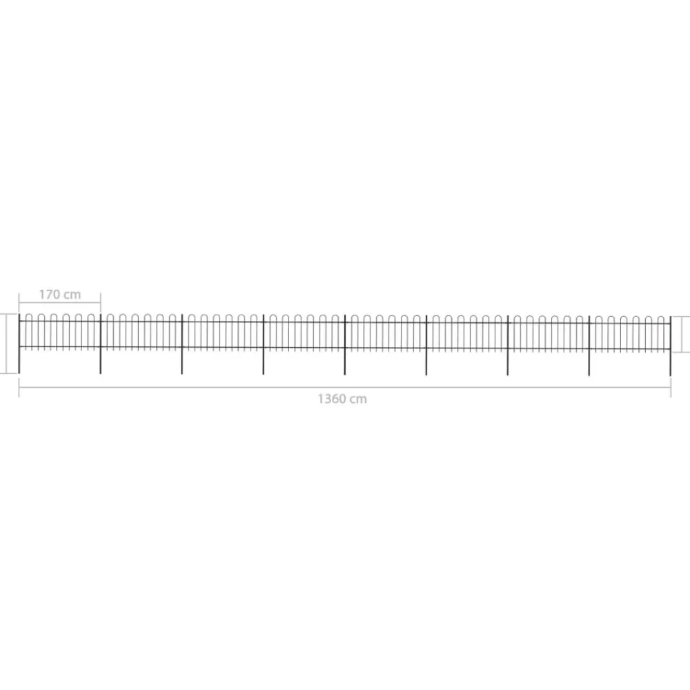 Maison Exclusive Brise-Vues, Bordures Et Dallages | - Clôture de jardin avec dessus en forme de lance en acier 1248 x 80 cm noir