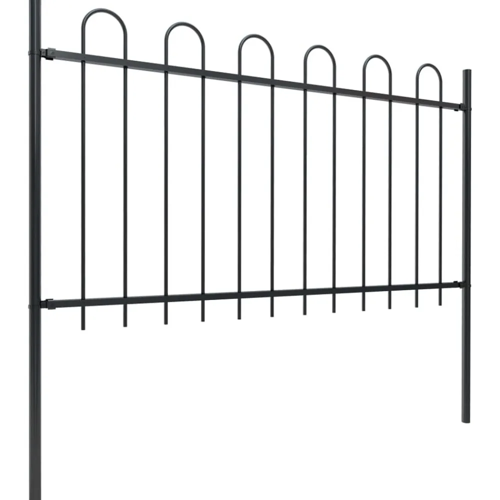 Maison Exclusive - Clôture de jardin avec arceau en acier 1426 x 100 cm noir Best