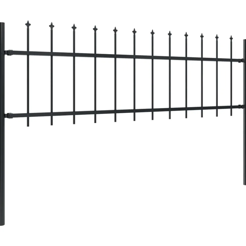 Maison Exclusive - Clôture de jardin avec dessus en forme de lance en acier 714,5 x 60 cm noir Outlet