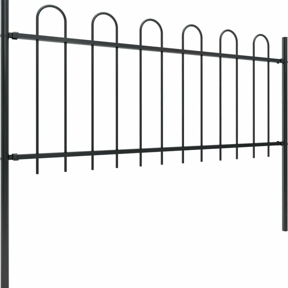 Maison Exclusive - Clôture de jardin avec arceau en acier 1070 x 80 cm noir Online