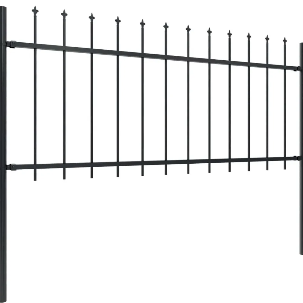 Maison Exclusive - Clôture de jardin avec dessus en forme de lance en acier 1426 x 80 cm noir