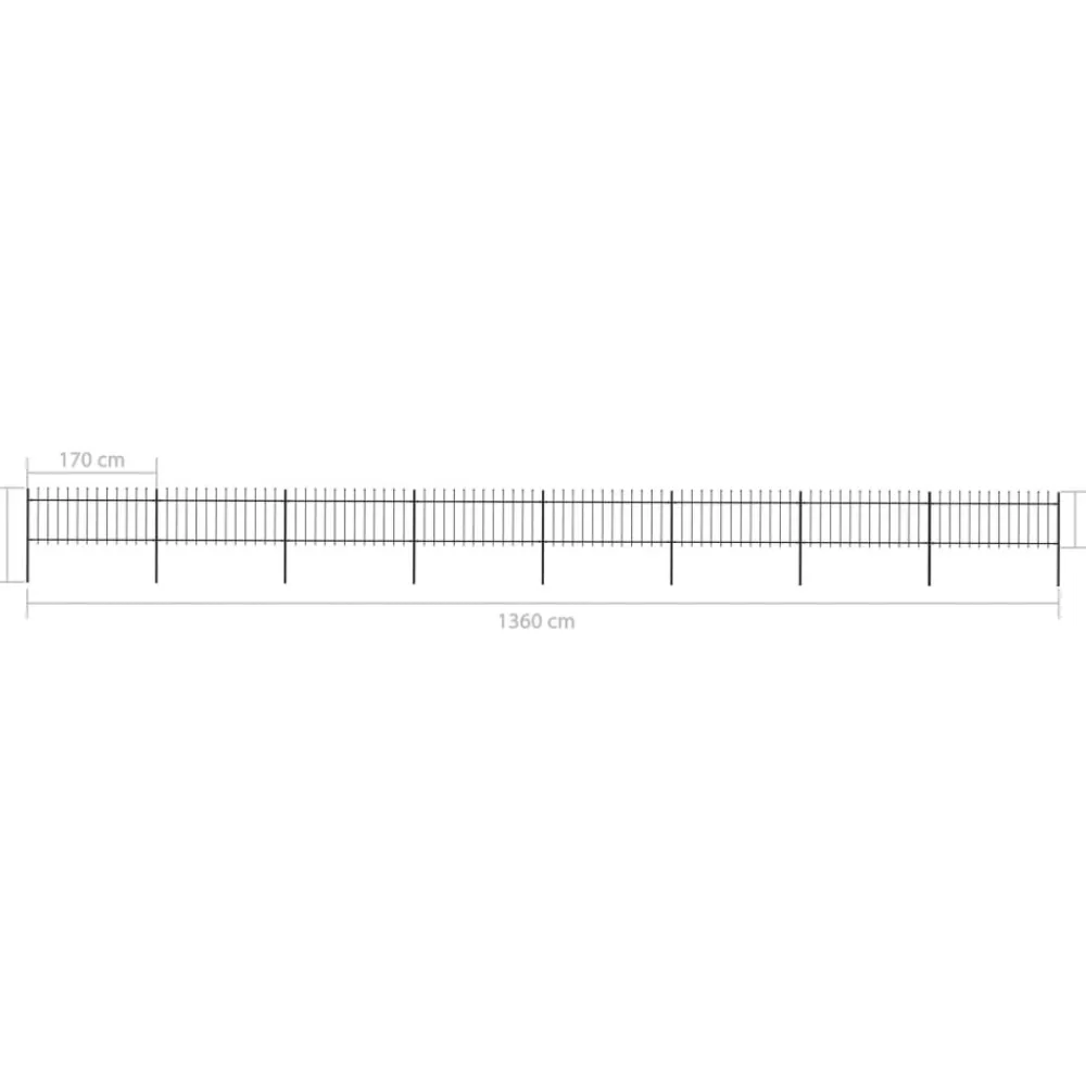 Maison Exclusive - Clôture de jardin avec dessus en forme de lance en acier 1426 x 80 cm noir