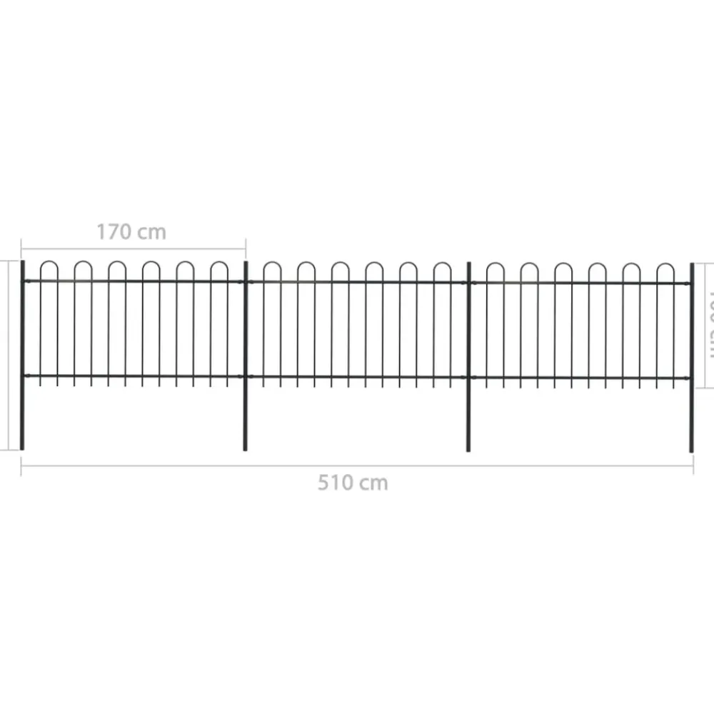 Maison Exclusive - Clôture de jardin avec arceau en acier 537 x 100 cm noir Outlet