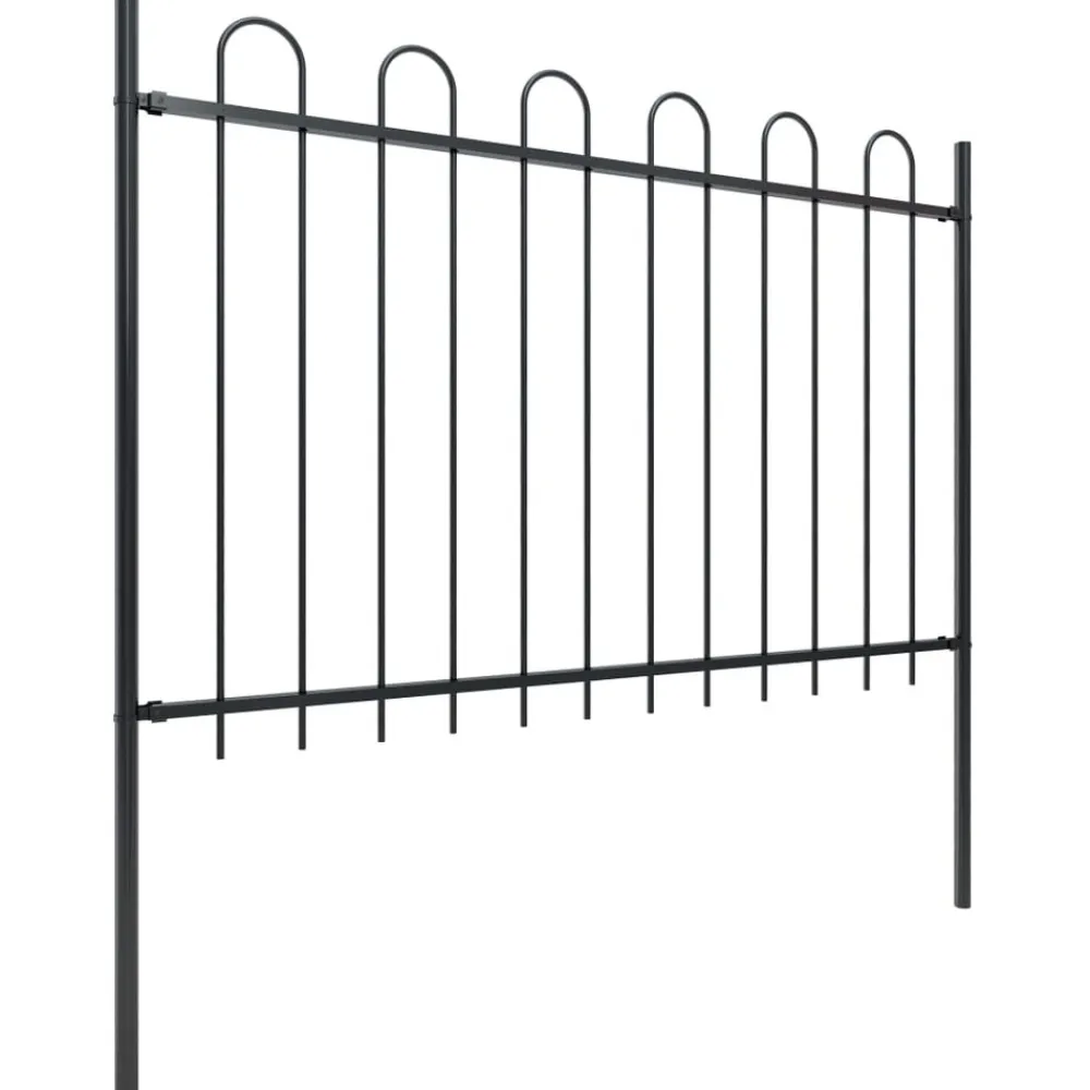 Maison Exclusive - Clôture de jardin avec arceau en acier 1426 x 120 cm noir Best