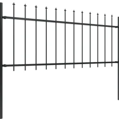 Maison Exclusive Brise-Vues, Bordures Et Dallages | - Clôture de jardin avec dessus en forme de lance en acier 892,5 x 80 cm noir
