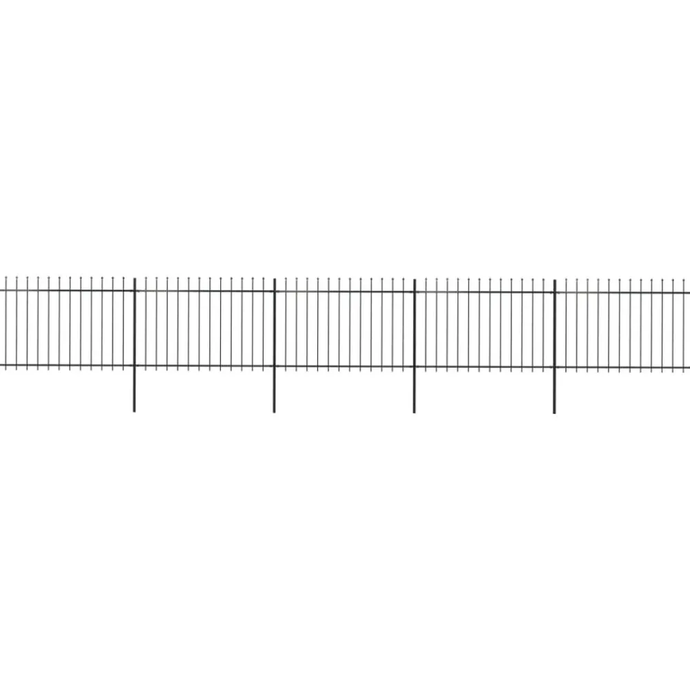 Maison Exclusive Brise-Vues, Bordures Et Dallages | - Clôture de jardin avec dessus en forme de lance en acier 892,5 x 120 cm noir
