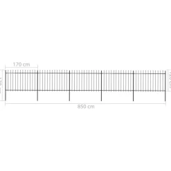 Maison Exclusive Brise-Vues, Bordures Et Dallages | - Clôture de jardin avec dessus en forme de lance en acier 892,5 x 120 cm noir