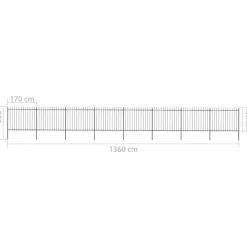 Maison Exclusive Brise-Vues, Bordures Et Dallages | - Clôture de jardin avec dessus en forme de lance en acier 1426 x 150 cm noir