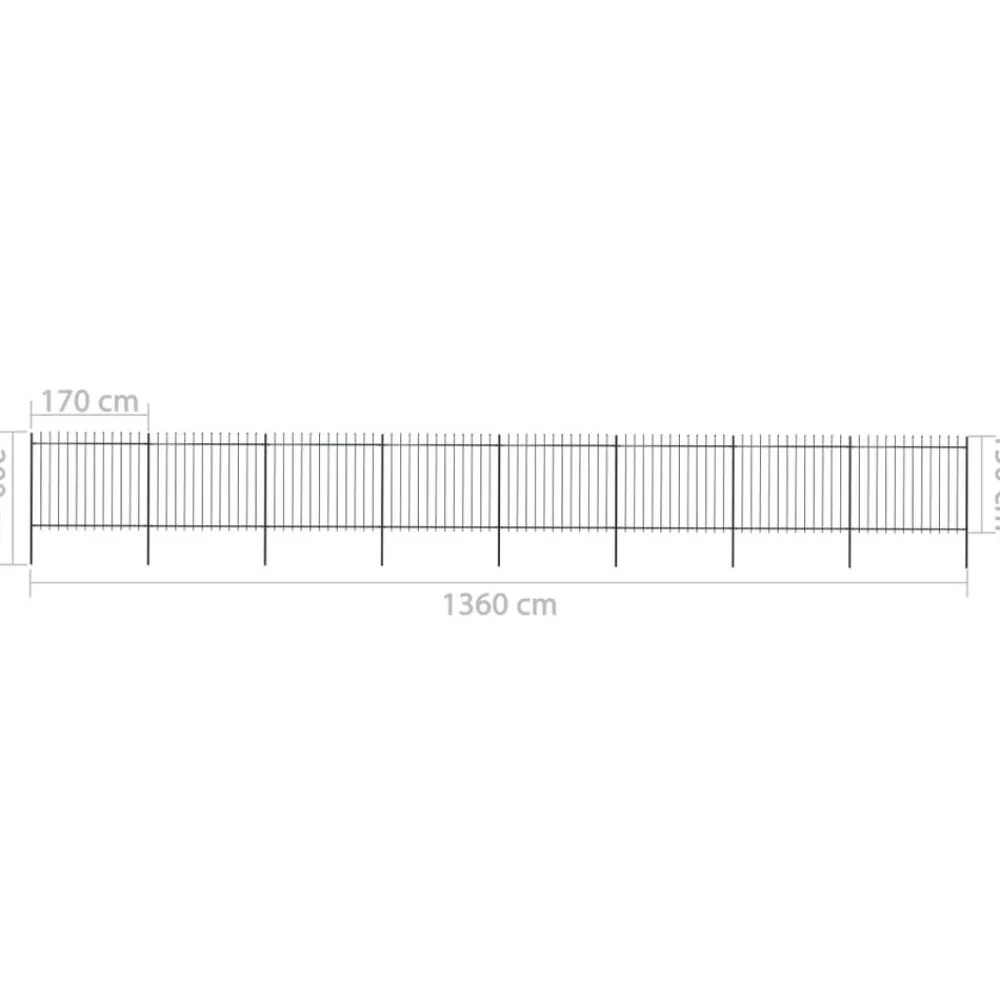 Maison Exclusive Brise-Vues, Bordures Et Dallages | - Clôture de jardin avec dessus en forme de lance en acier 1426 x 150 cm noir