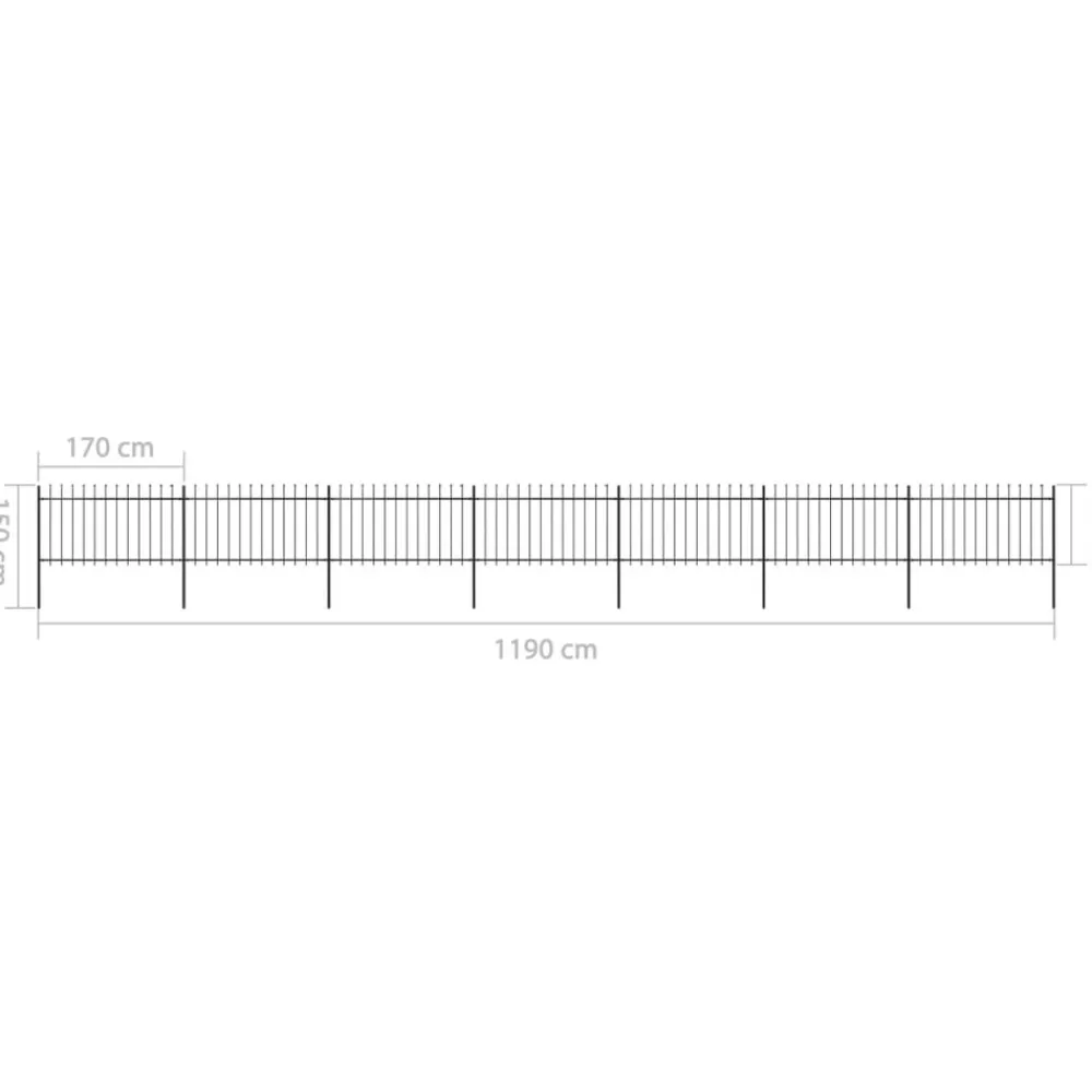 Maison Exclusive - Clôture de jardin avec dessus en forme de lance en acier 1248 x 100 cm noir Discount