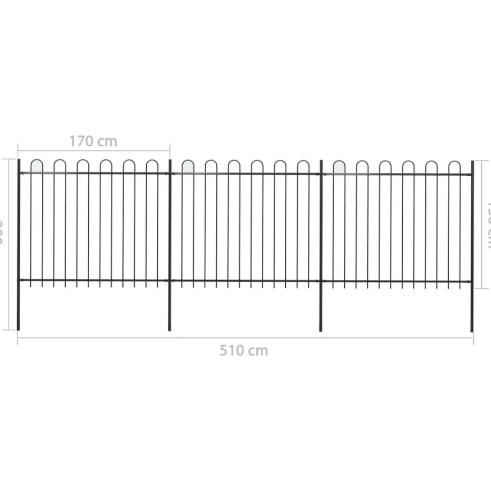 Maison Exclusive - Clôture de jardin avec dessus en cerceau acier 5,1 x 1,5 m noir Hot