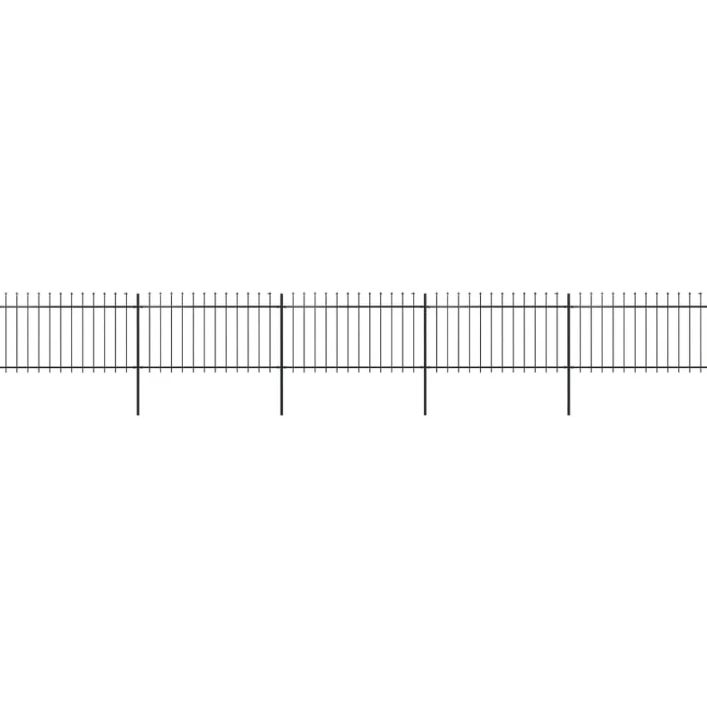 Maison Exclusive Brise-Vues, Bordures Et Dallages | - Clôture de jardin avec dessus en forme de lance en acier 892,5 x 100 cm noir