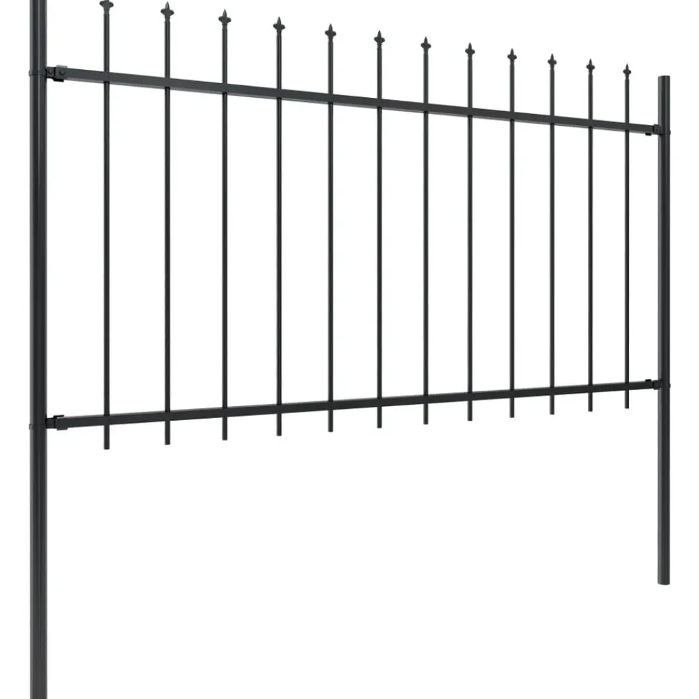 Maison Exclusive Brise-Vues, Bordures Et Dallages | - Clôture de jardin avec dessus en forme de lance en acier 892,5 x 100 cm noir