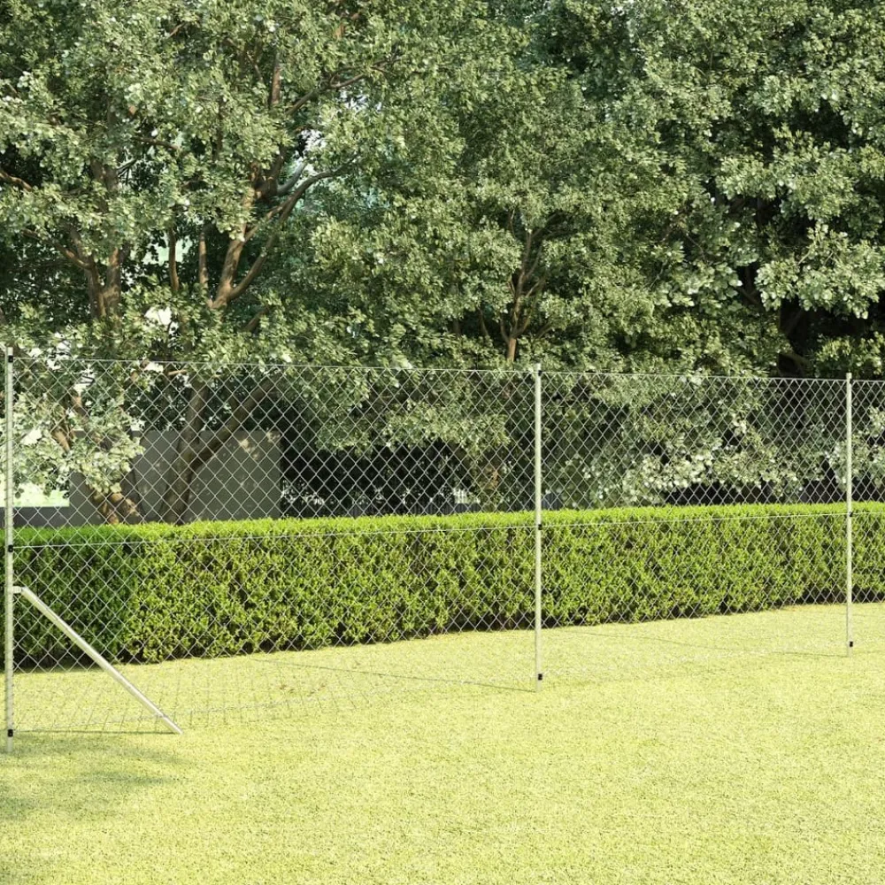 Maison Exclusive - Clôture à mailles avec poteaux acier galvanisé 15x1,5 m argenté