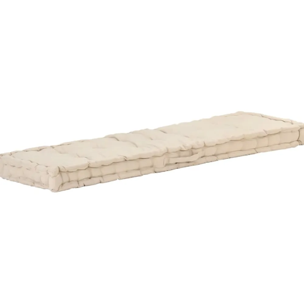 Maison Exclusive Coussins Extérieurs Et Accessoires | - Coussin de plancher de palette coton 120x40x7 cm beige