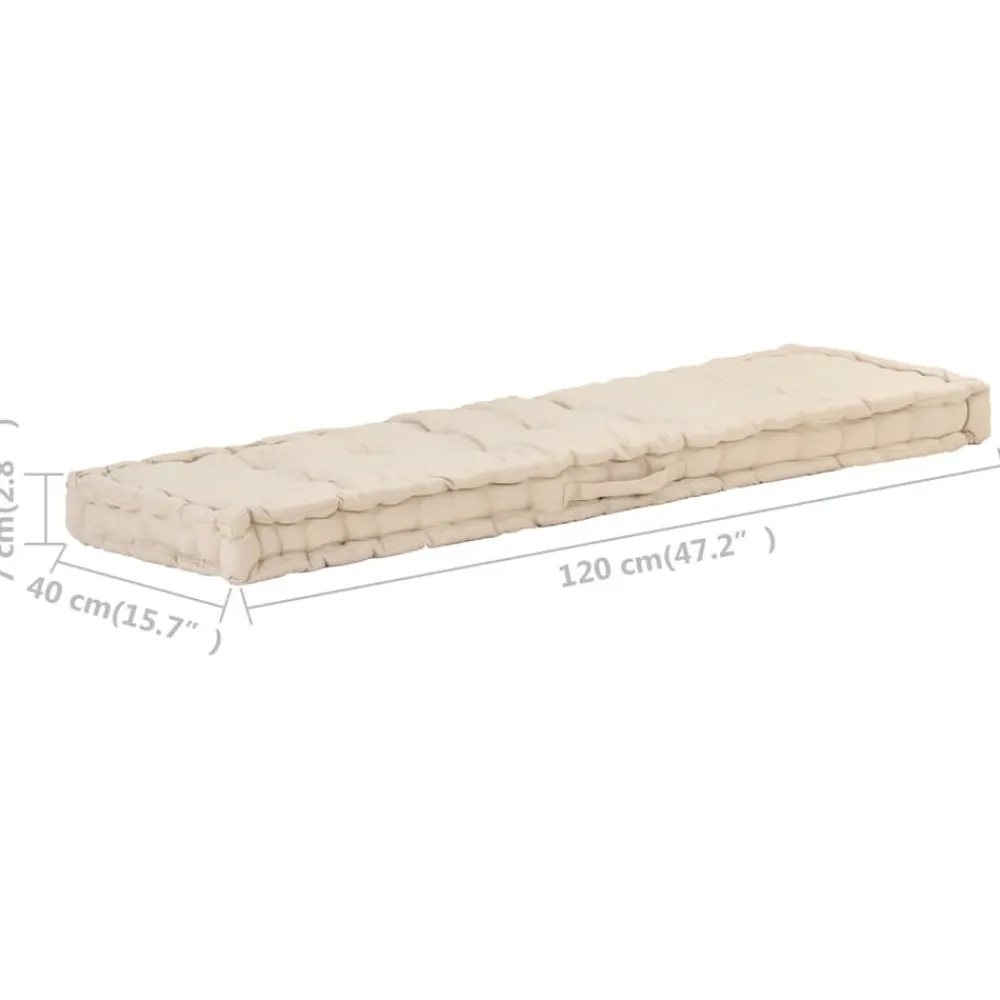Maison Exclusive Coussins Extérieurs Et Accessoires | - Coussin de plancher de palette coton 120x40x7 cm beige