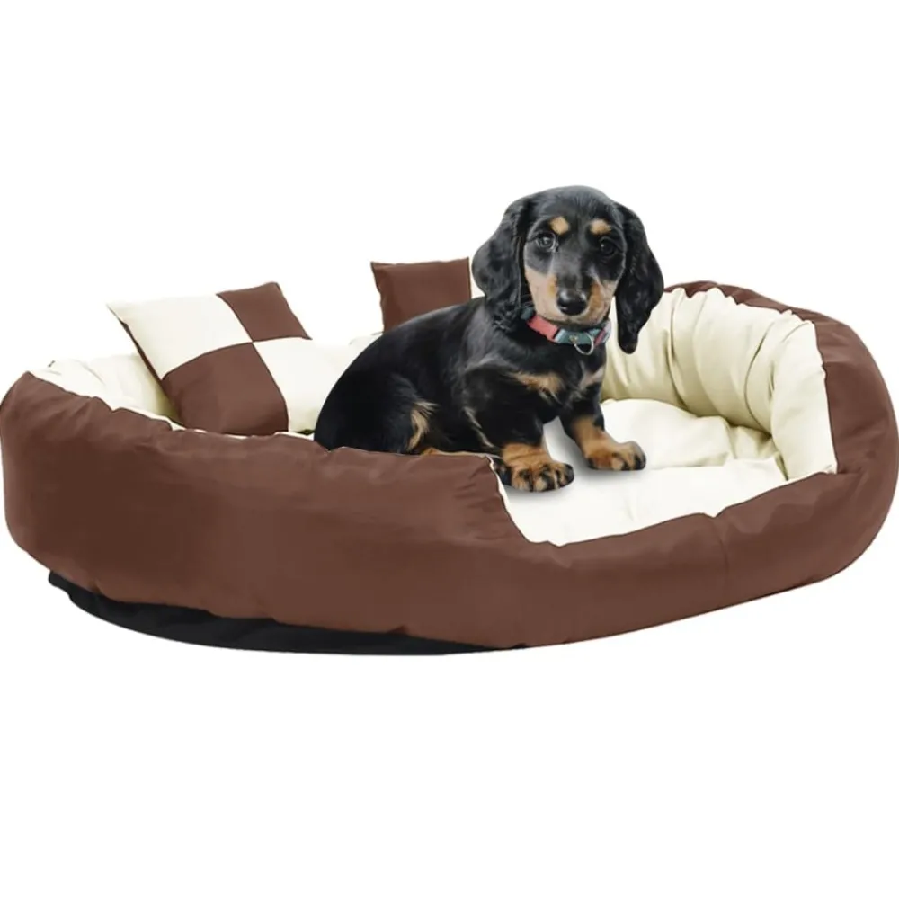 Maison Exclusive - Coussin réversible lavable de chien marron et crème 110x80x23cm Discount