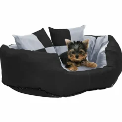 Maison Exclusive Niches, Paniers Et Transports | - Coussin réversible lavable pour chien gris et noir 65x50x20 cm
