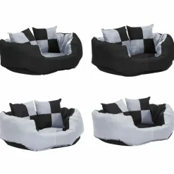 Maison Exclusive Niches, Paniers Et Transports | - Coussin réversible lavable pour chien gris et noir 65x50x20 cm