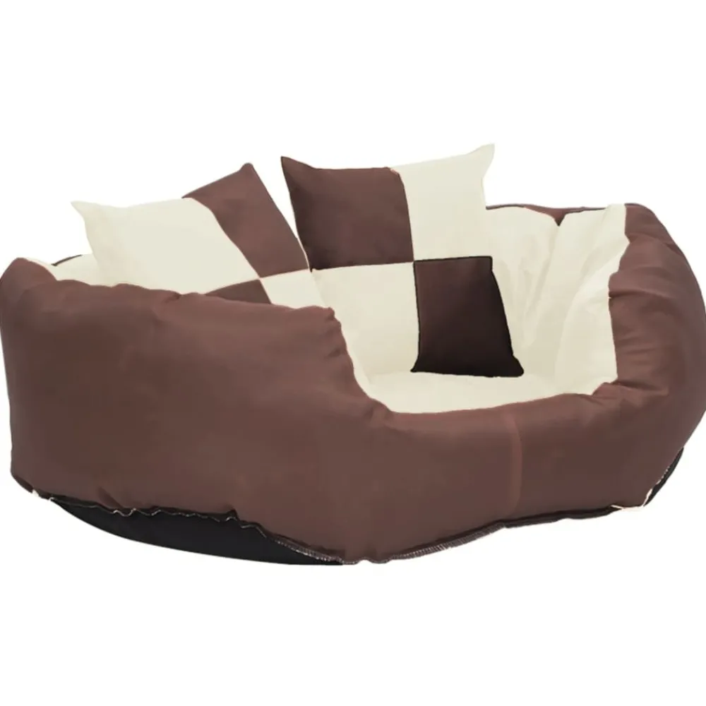 Maison Exclusive Niches, Paniers Et Transports | - Coussin réversible lavable de chien marron et crème 65x50x20 cm
