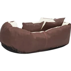 Maison Exclusive Niches, Paniers Et Transports | - Coussin réversible lavable de chien marron et crème 65x50x20 cm