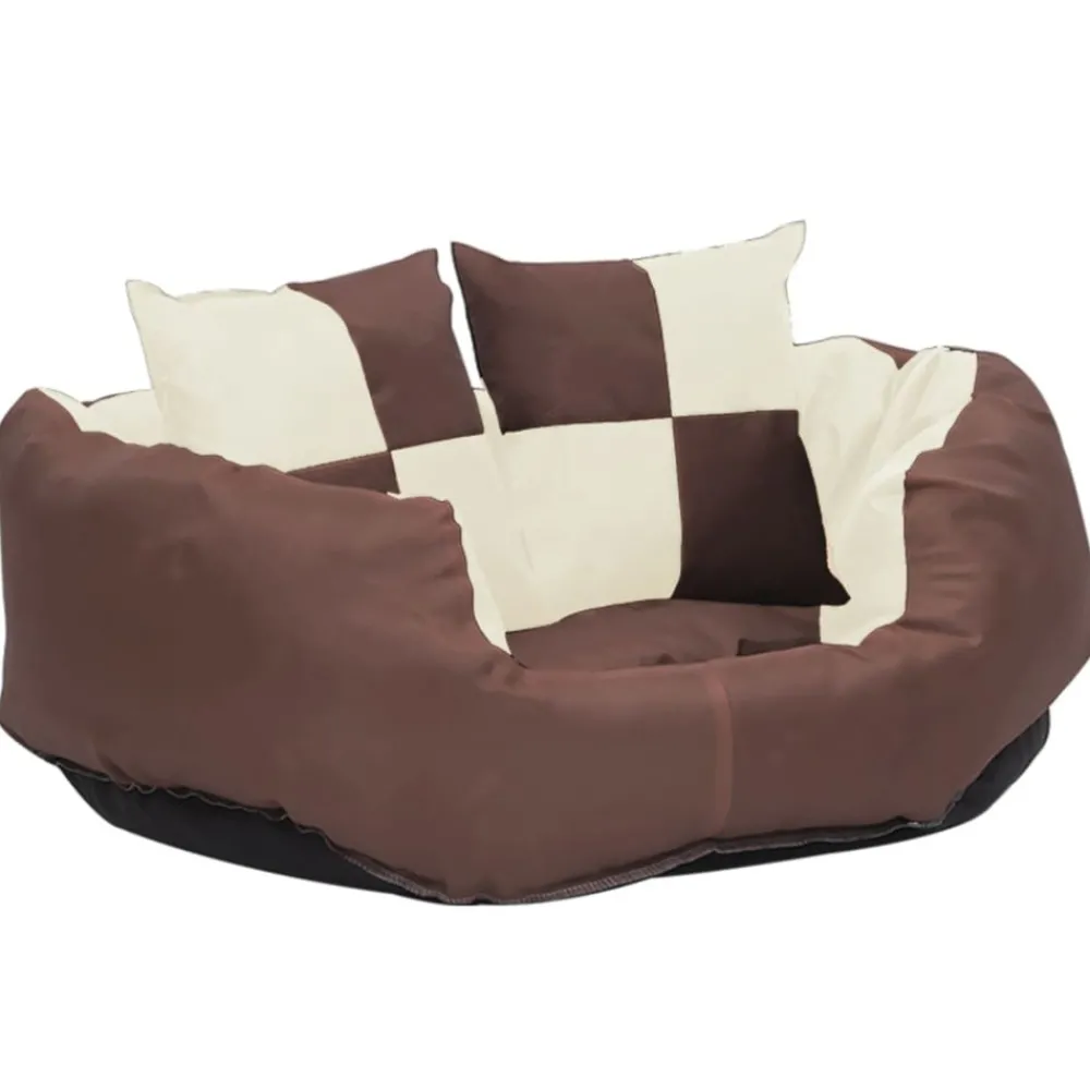 Maison Exclusive Niches, Paniers Et Transports | - Coussin réversible lavable de chien marron et crème 65x50x20 cm