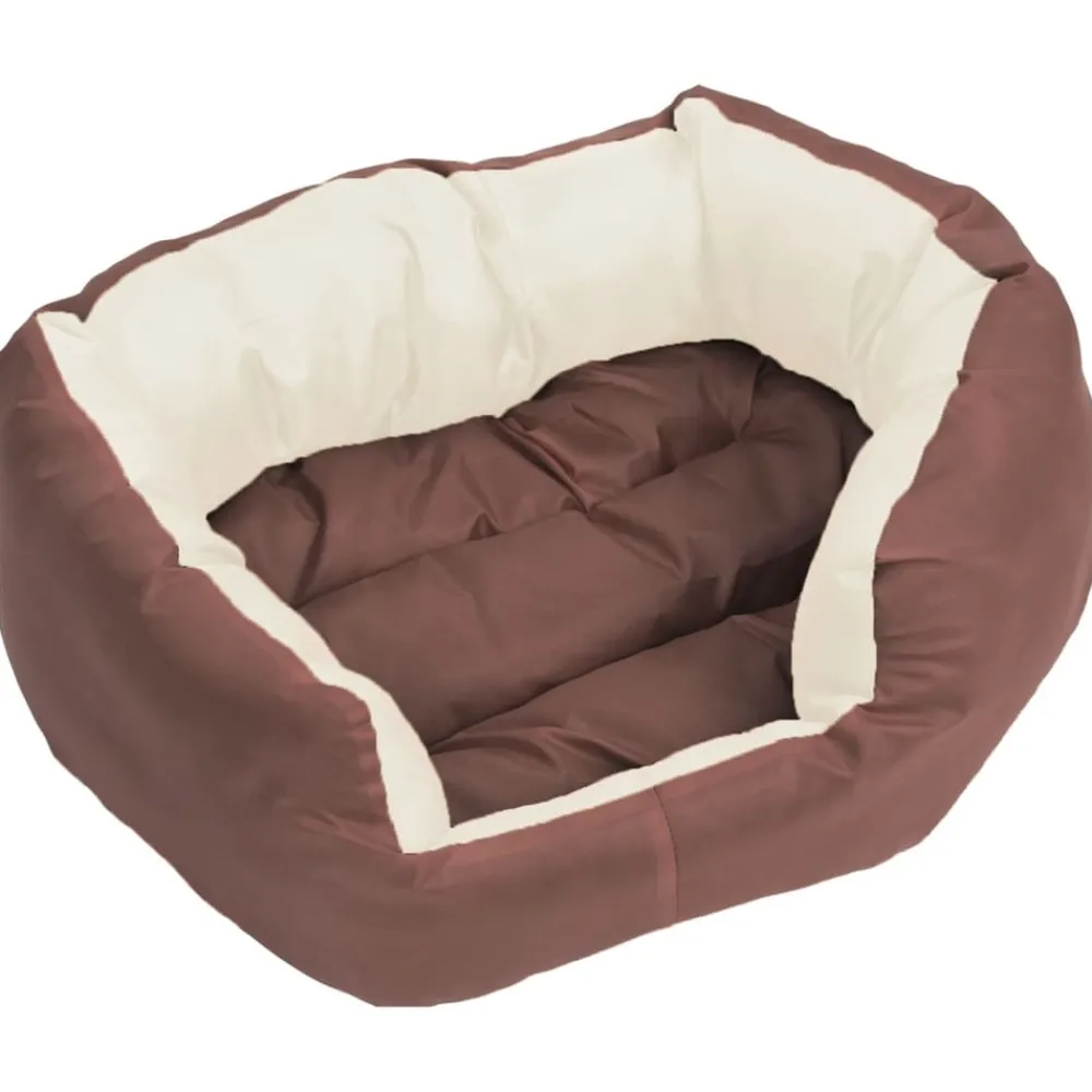 Maison Exclusive Niches, Paniers Et Transports | - Coussin réversible lavable de chien marron et crème 65x50x20 cm