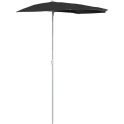 Maison Exclusive Parasols, Voiles D’Ombrage | - Demi-parasol de jardin avec mât 180x90 cm noir