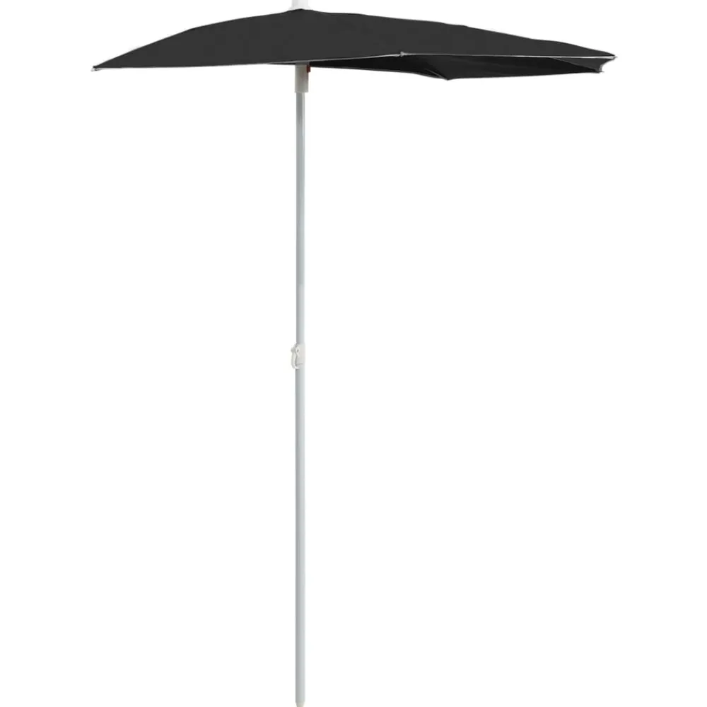 Maison Exclusive Parasols, Voiles D’Ombrage | - Demi-parasol de jardin avec mât 180x90 cm noir