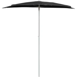 Maison Exclusive Parasols, Voiles D’Ombrage | - Demi-parasol de jardin avec mât 180x90 cm noir