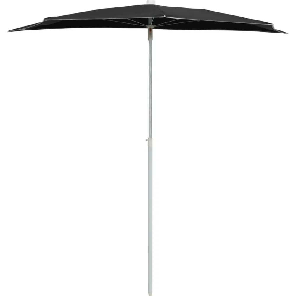 Maison Exclusive Parasols, Voiles D’Ombrage | - Demi-parasol de jardin avec mât 180x90 cm noir