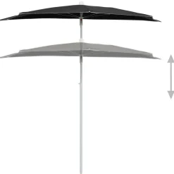Maison Exclusive Parasols, Voiles D’Ombrage | - Demi-parasol de jardin avec mât 180x90 cm noir