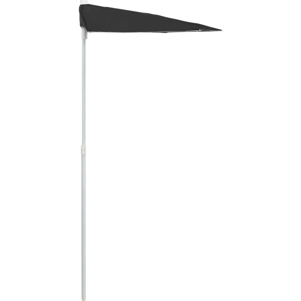 Maison Exclusive Parasols, Voiles D’Ombrage | - Demi-parasol de jardin avec mât 180x90 cm noir