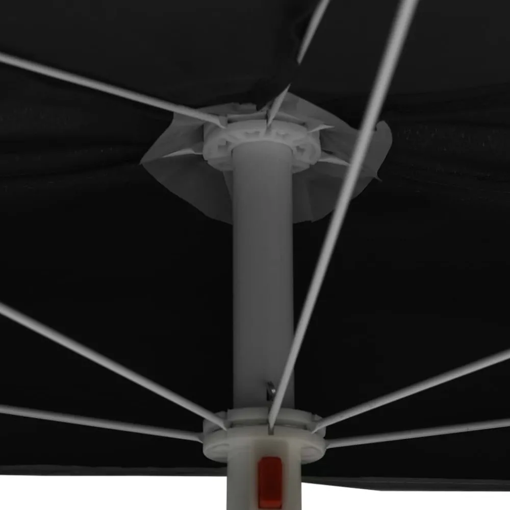 Maison Exclusive Parasols, Voiles D’Ombrage | - Demi-parasol de jardin avec mât 180x90 cm noir
