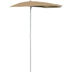 Maison Exclusive Parasols, Voiles D’Ombrage | - Demi-parasol de jardin avec mât 180x90 cm taupe