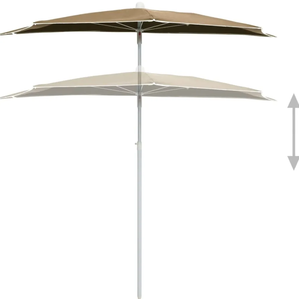 Maison Exclusive Parasols, Voiles D’Ombrage | - Demi-parasol de jardin avec mât 180x90 cm taupe