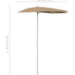 Maison Exclusive Parasols, Voiles D’Ombrage | - Demi-parasol de jardin avec mât 180x90 cm taupe