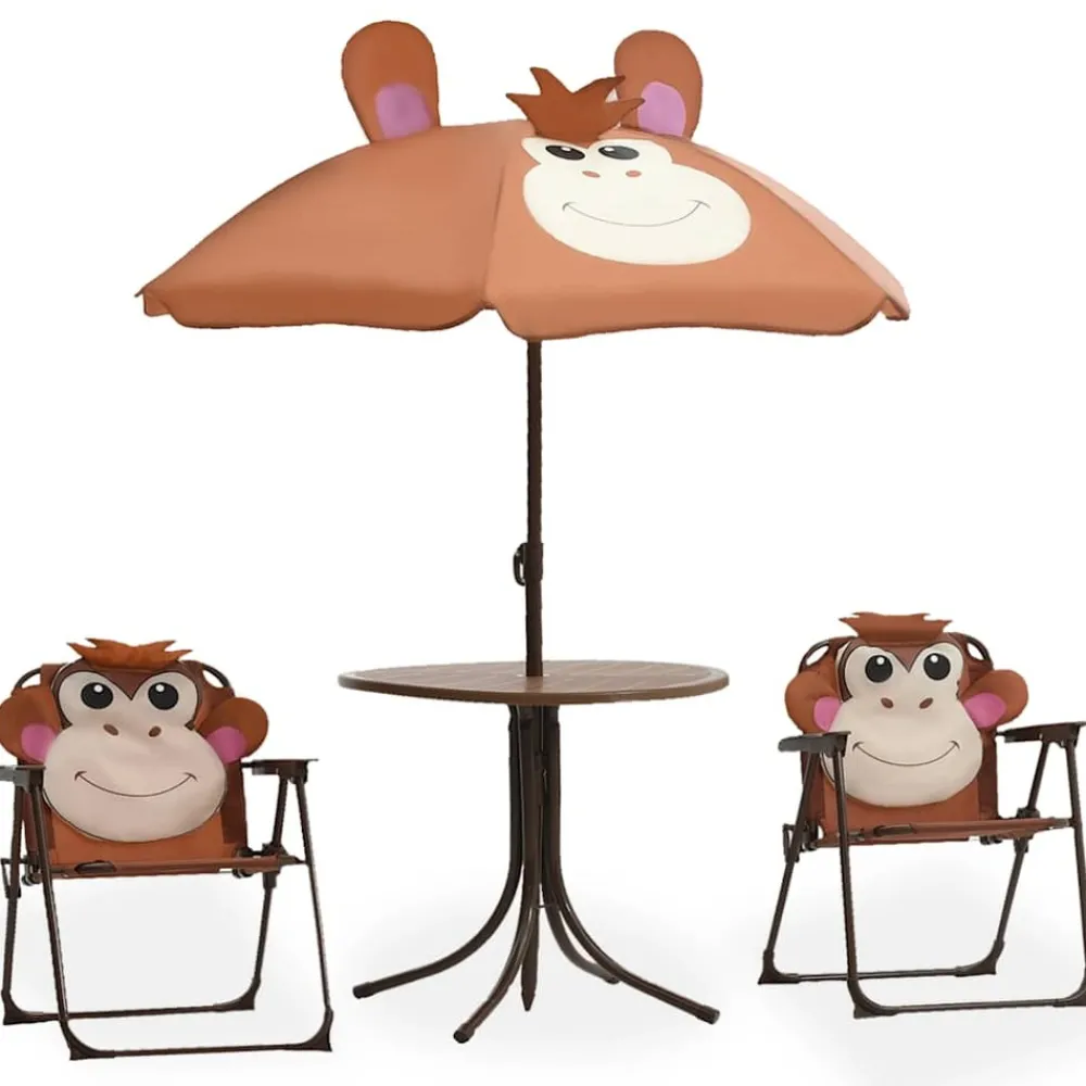 Maison Exclusive Mobilier Pour Enfants | - Ensemble de bistro avec parasol pour enfants 3 pcs marron