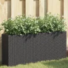 Maison Exclusive - Jardinière avec 2 pots noir 90x20x40 cm résine tressée Outlet