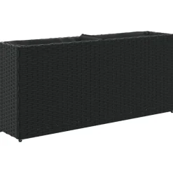 Maison Exclusive - Jardinière avec 2 pots noir 90x20x40 cm résine tressée Outlet
