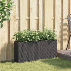 Maison Exclusive - Jardinière avec 2 pots noir 90x20x40 cm résine tressée Outlet