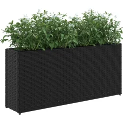 Maison Exclusive - Jardinière avec 2 pots noir 90x20x40 cm résine tressée Outlet