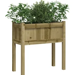 Maison Exclusive Pots, Jardinières Et Carrés Potagers | - Jardinière avec pieds 70x31x70 cm bois de pin imprégné