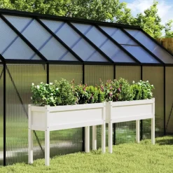 Maison Exclusive - Jardinières 2 pcs avec pieds blanc bois de pin massif New