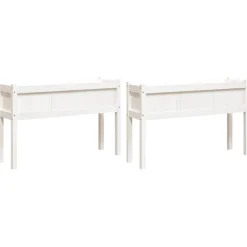 Maison Exclusive - Jardinières 2 pcs avec pieds blanc bois de pin massif New